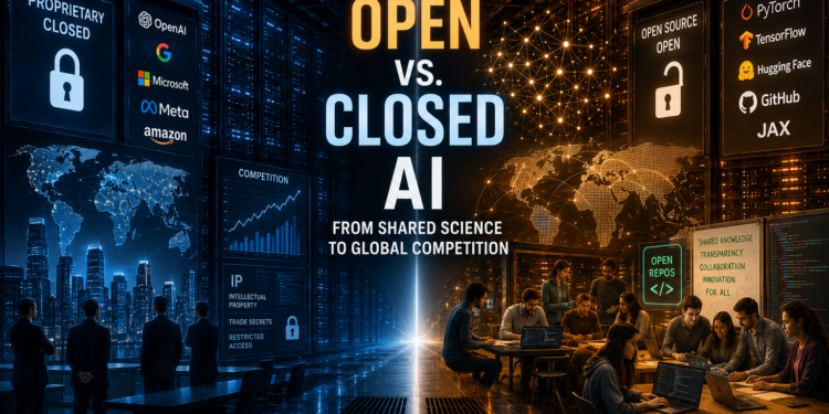 Open vs. Closed AI: From Shared Science to Global Competition